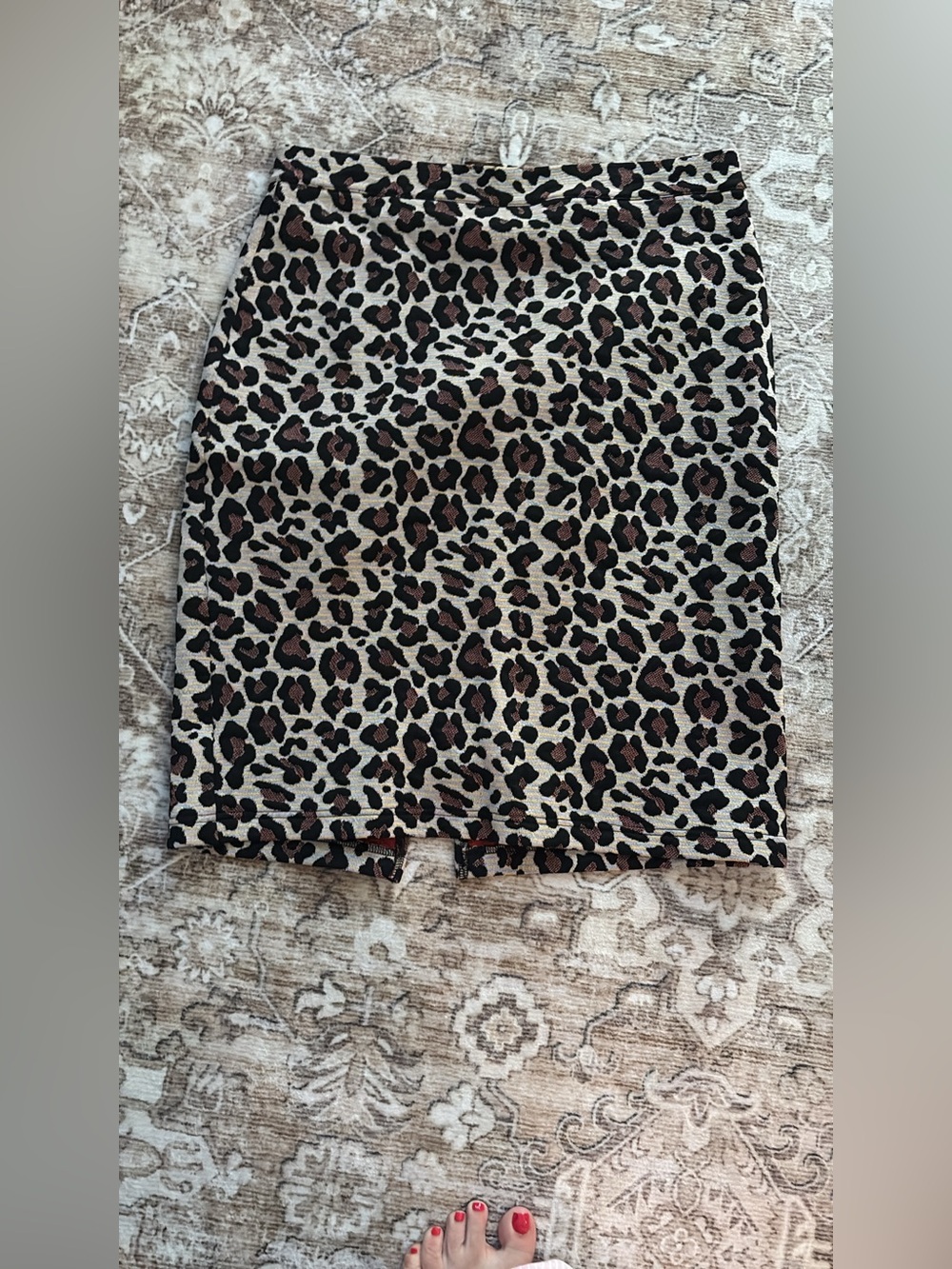 Mauve Leopard Print Pencil Skirt in Cream, Black & Brown